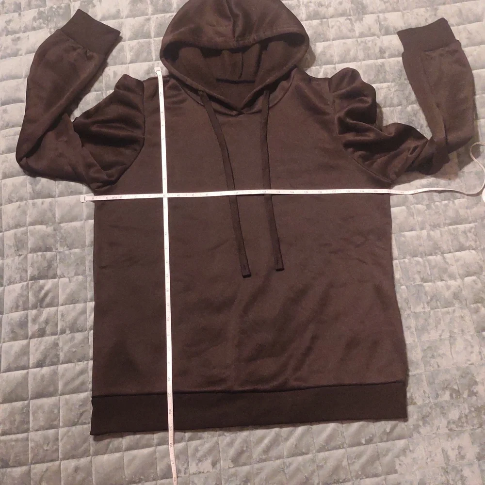 NEW! Black Puff Sleeves Sweatshirt Hoodie - Picture 8 of 12